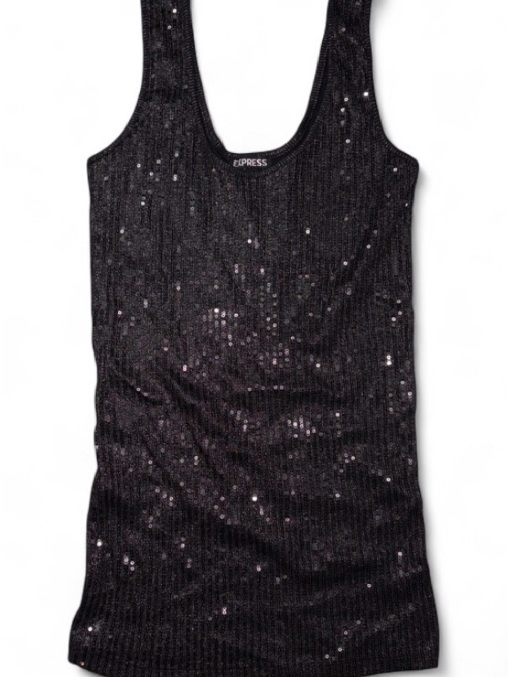 Express Black Sequin Tank Top - Picture 1 of 4